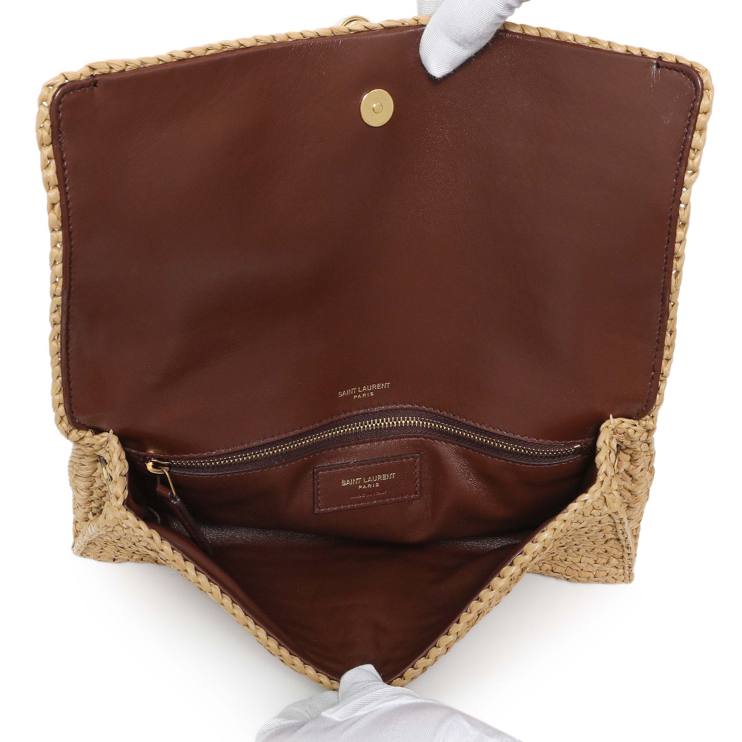 Exclusive Saint Laurent Raffia Monogram Tassel Kate 99 — Top View