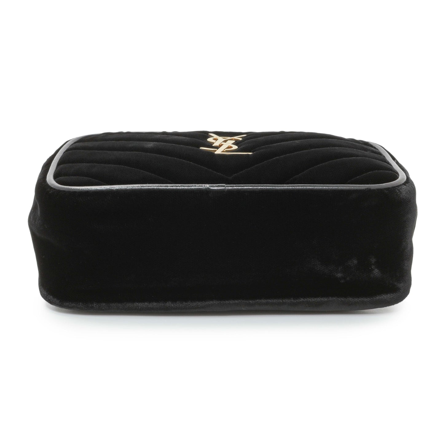 Exclusive Saint Laurent Black Velvet Lou Belt Bag — Back View