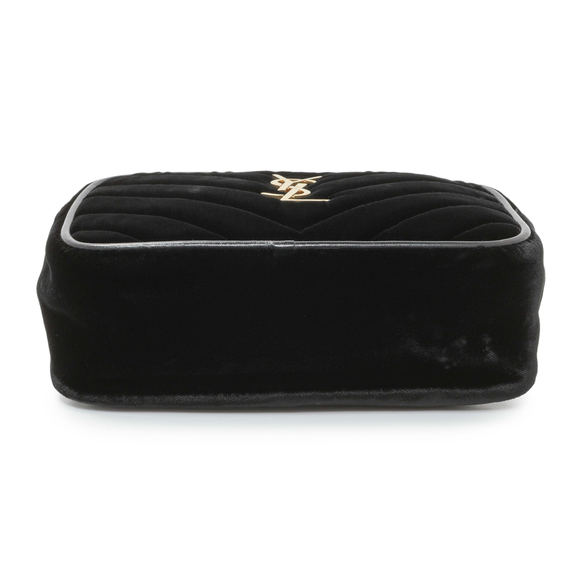 Exclusive Saint Laurent Black Velvet Lou Belt Bag — Back View