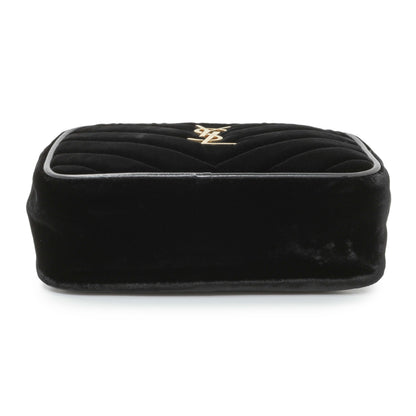 Exclusive Saint Laurent Black Velvet Lou Belt Bag — Back View