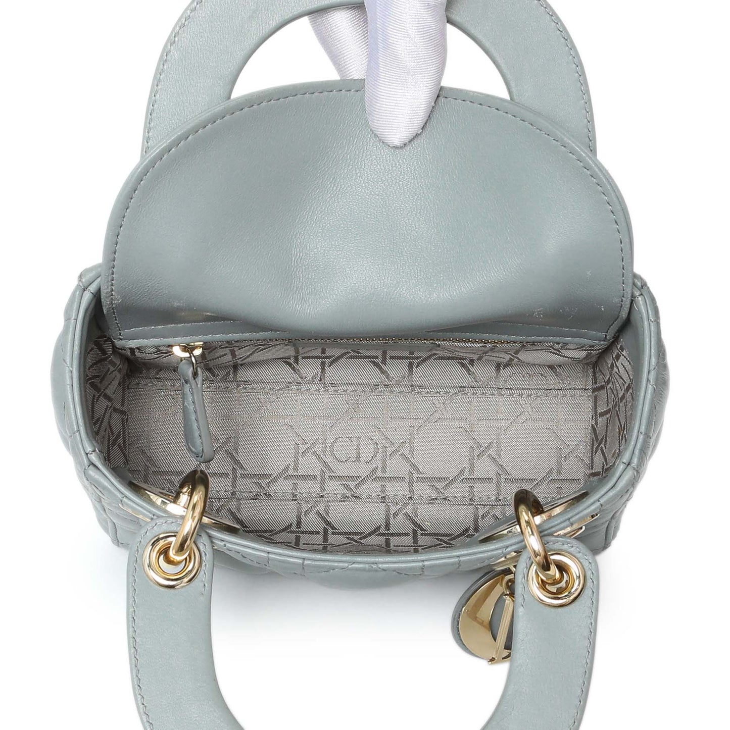 Exclusive Christian Dior Grey Lambskin Cannage Mini Lady Dior — Alternate View 8