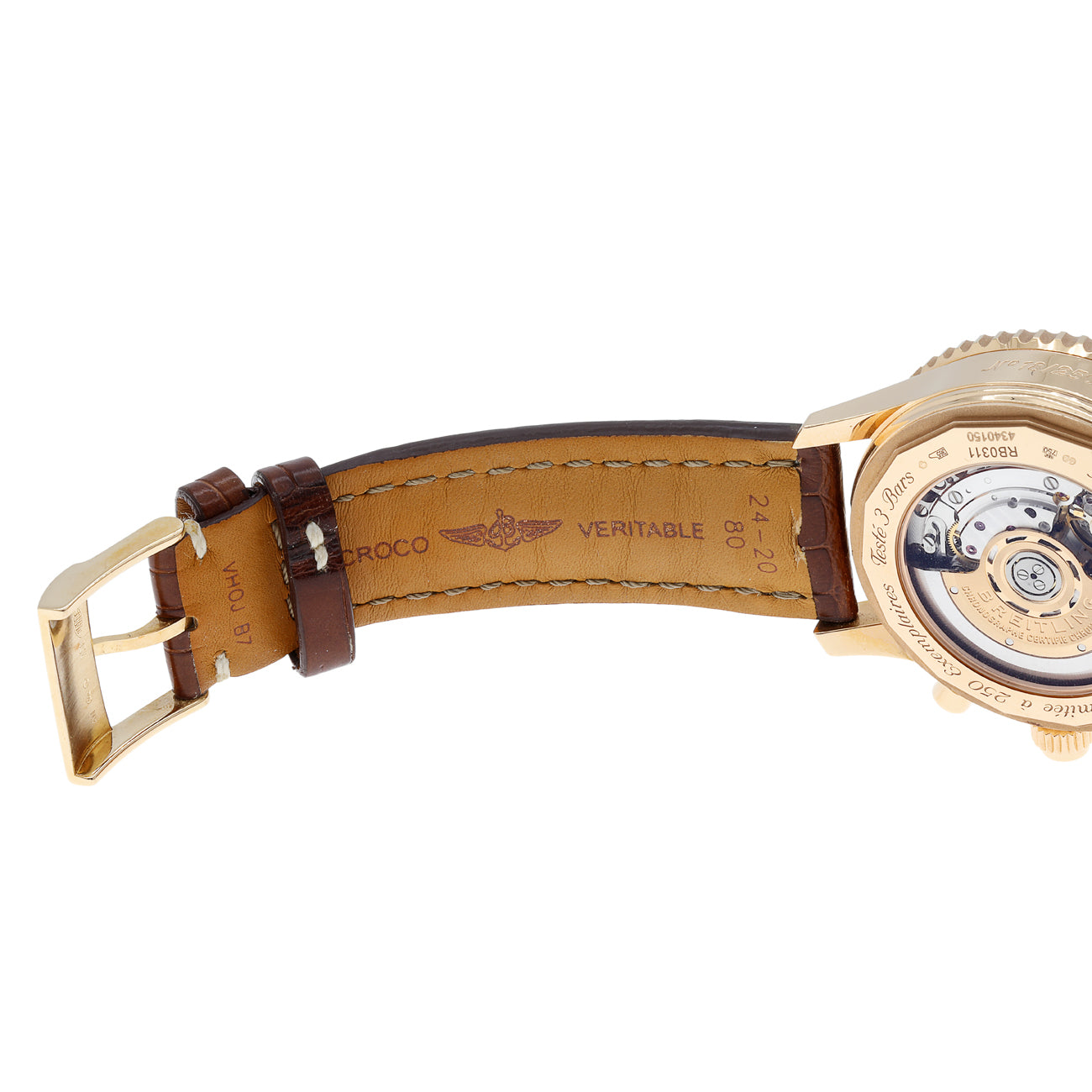 Exclusive Breitling 18K Rose Gold Navitimer Rattrapante RB0311 — Top View