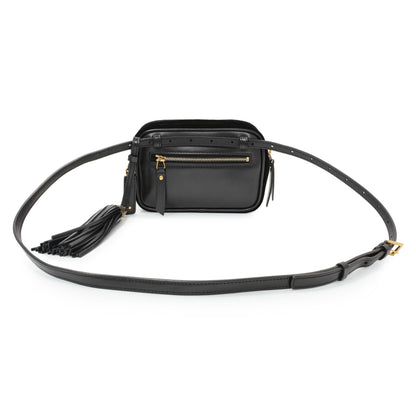 Exclusive Saint Laurent Black Velvet Lou Belt Bag — Side View