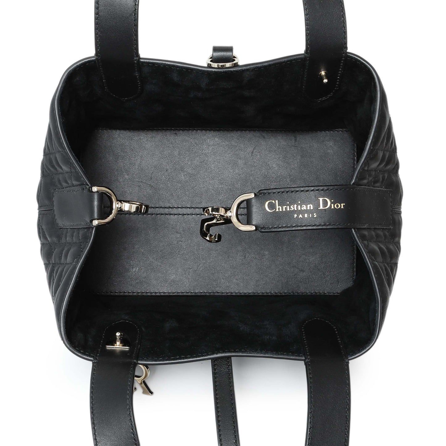 Exclusive Christian Dior Black Calfskin Macrocannage Small Toujours — Top View