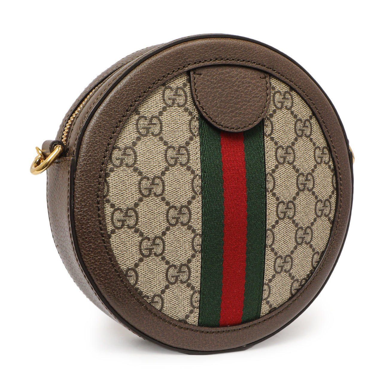 Exclusive Gucci GG Supreme Monogram Web Mini Ophidia Round Shoulder Bag — Back View