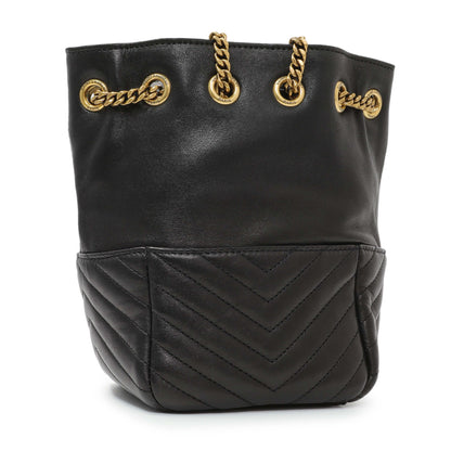 Exclusive Saint Laurent Black Lambskin Matelasse Monogram Joe Nano Bucket Bag — Side View
