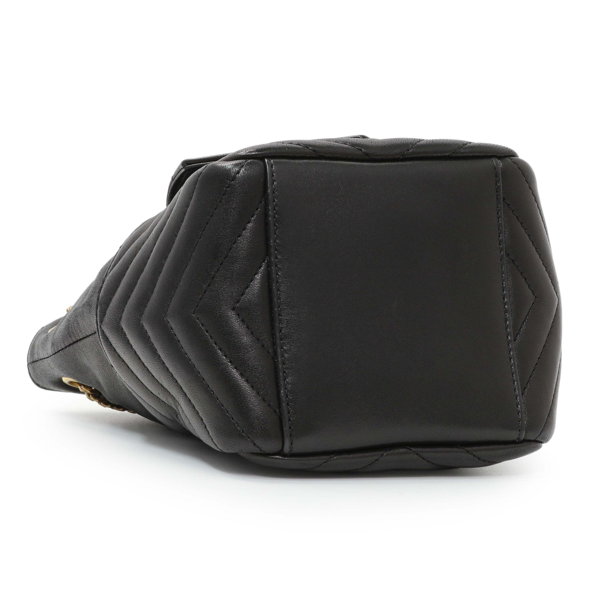 Exclusive Saint Laurent Black Lambskin Matelasse Monogram Joe Nano Bucket Bag — Back View