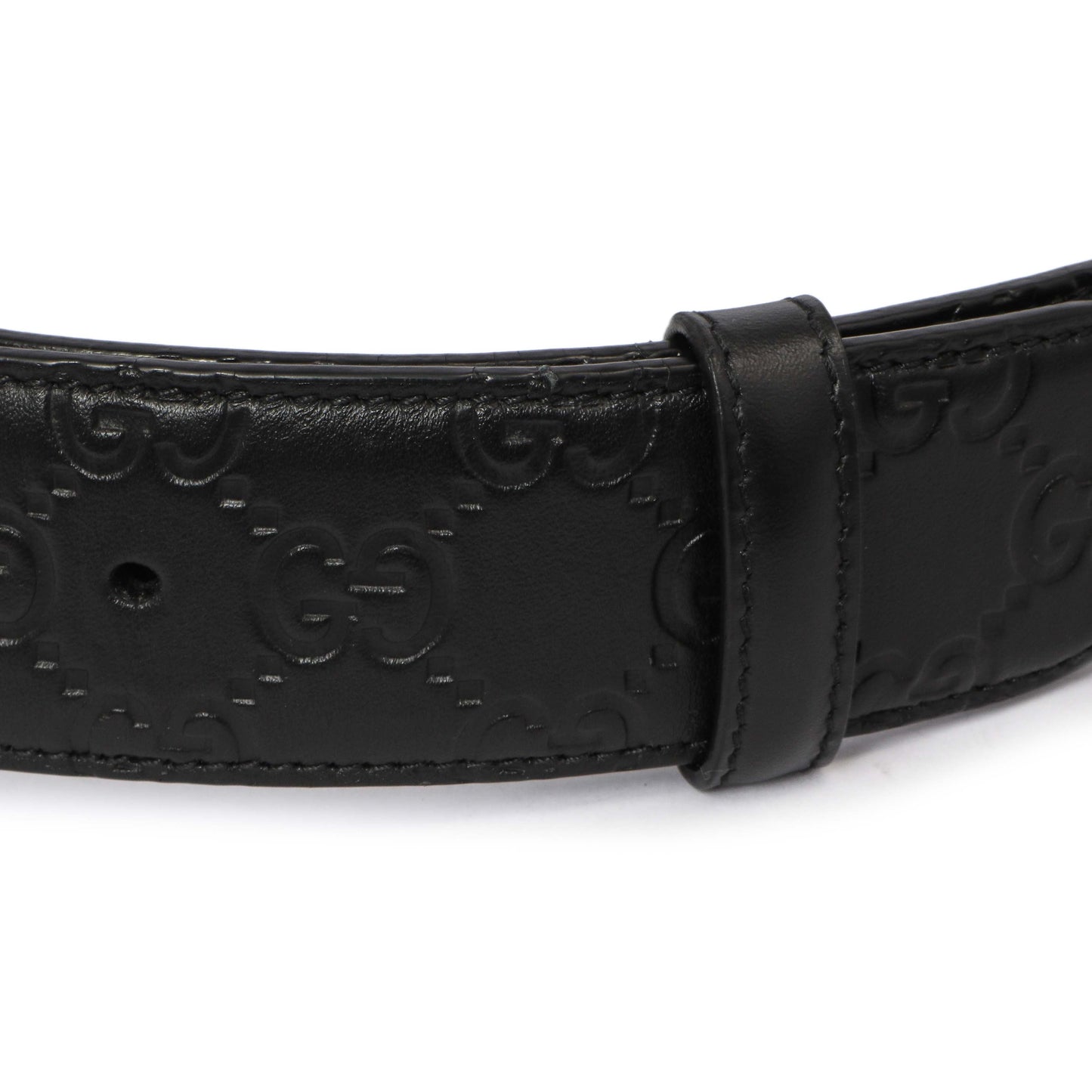Exclusive Gucci Black Guccissima Interlocking G 40mm Belt — Detail View