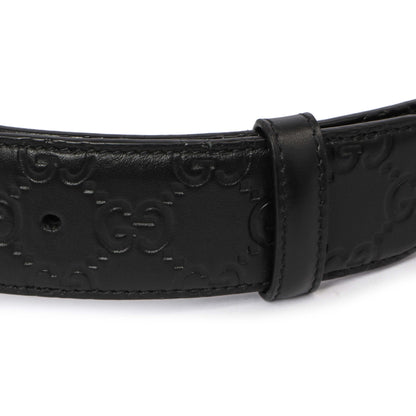 Exclusive Gucci Black Guccissima Interlocking G 40mm Belt — Detail View