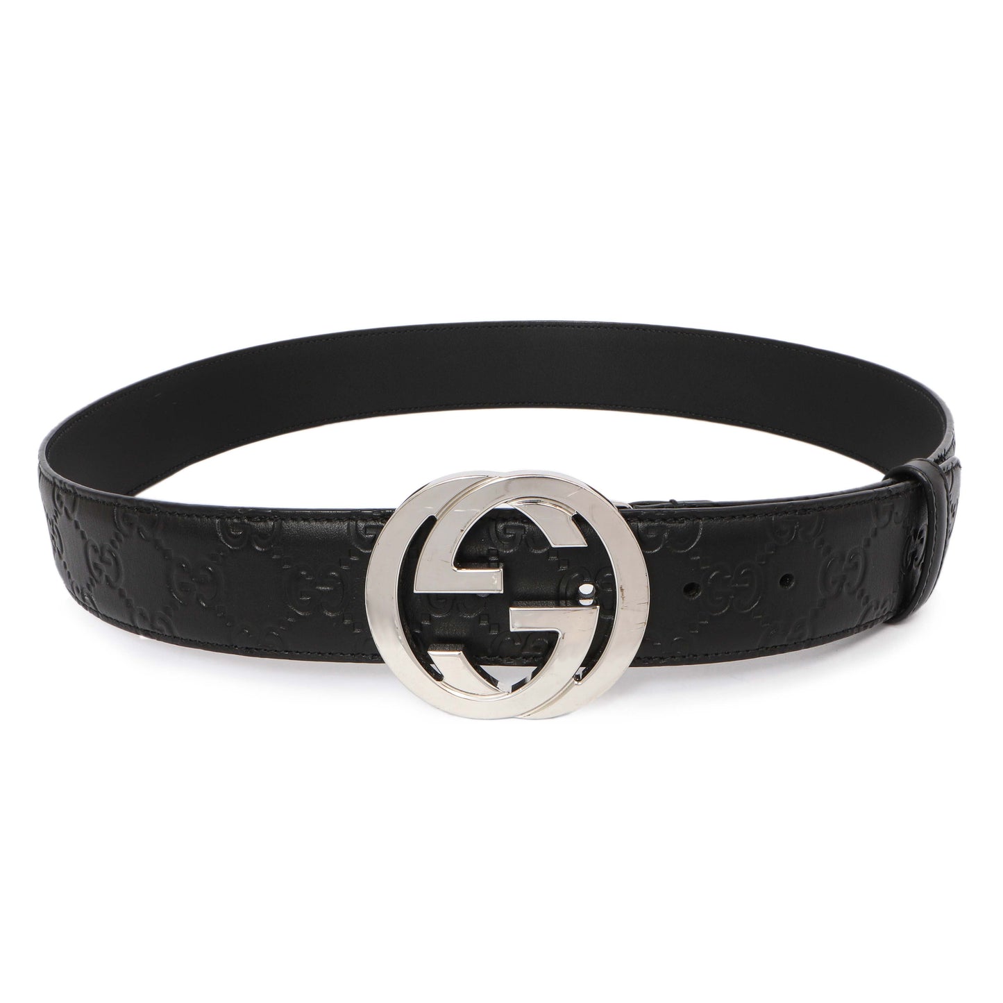 Exclusive Gucci Black Guccissima Interlocking G 40mm Belt — Front View