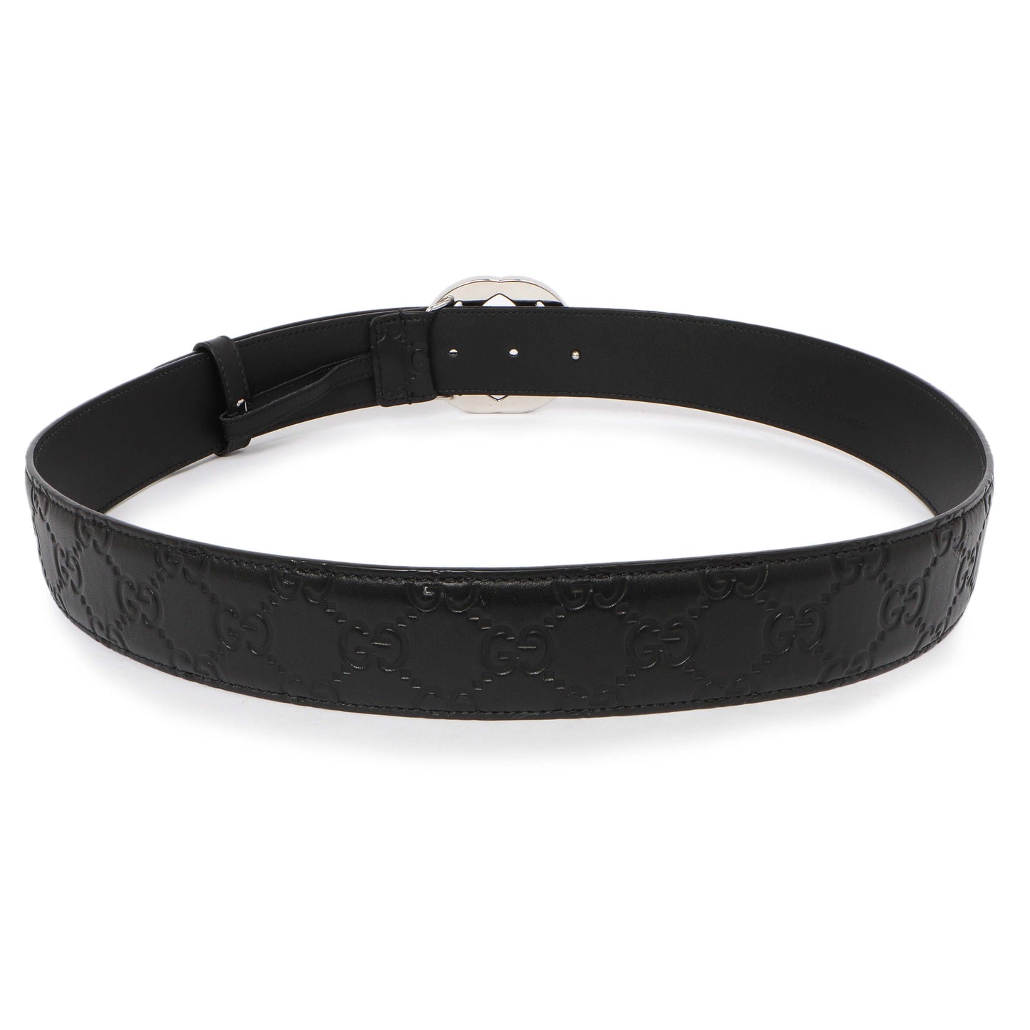 Exclusive Gucci Black Guccissima Interlocking G 40mm Belt — Side View