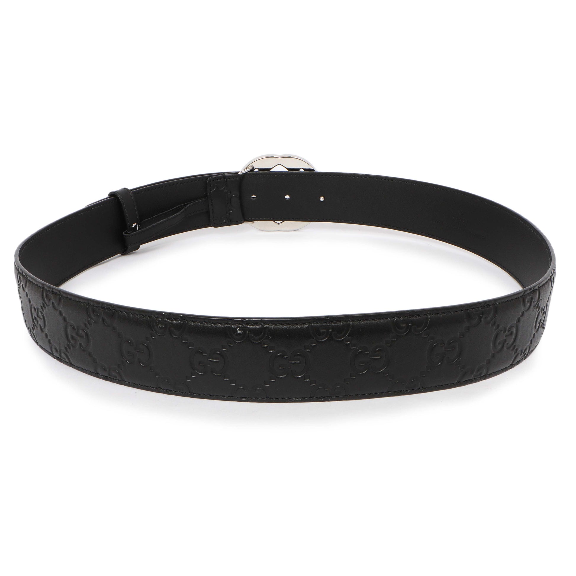 Exclusive Gucci Black Guccissima Interlocking G 40mm Belt — Side View