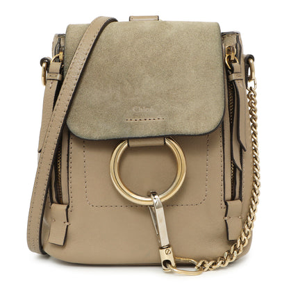 Exclusive Chloe Grey Suede Calfskin Mini Faye Backpack — Front View
