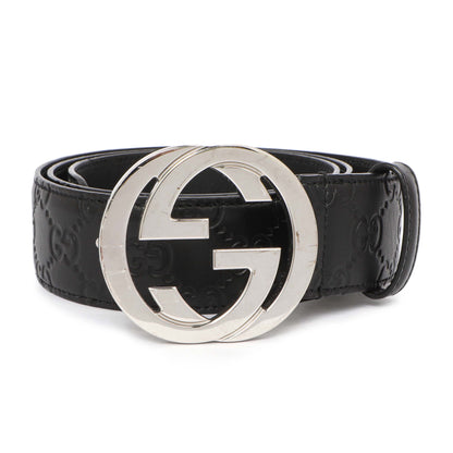 Exclusive Gucci Black Guccissima Interlocking G 40mm Belt — Back View
