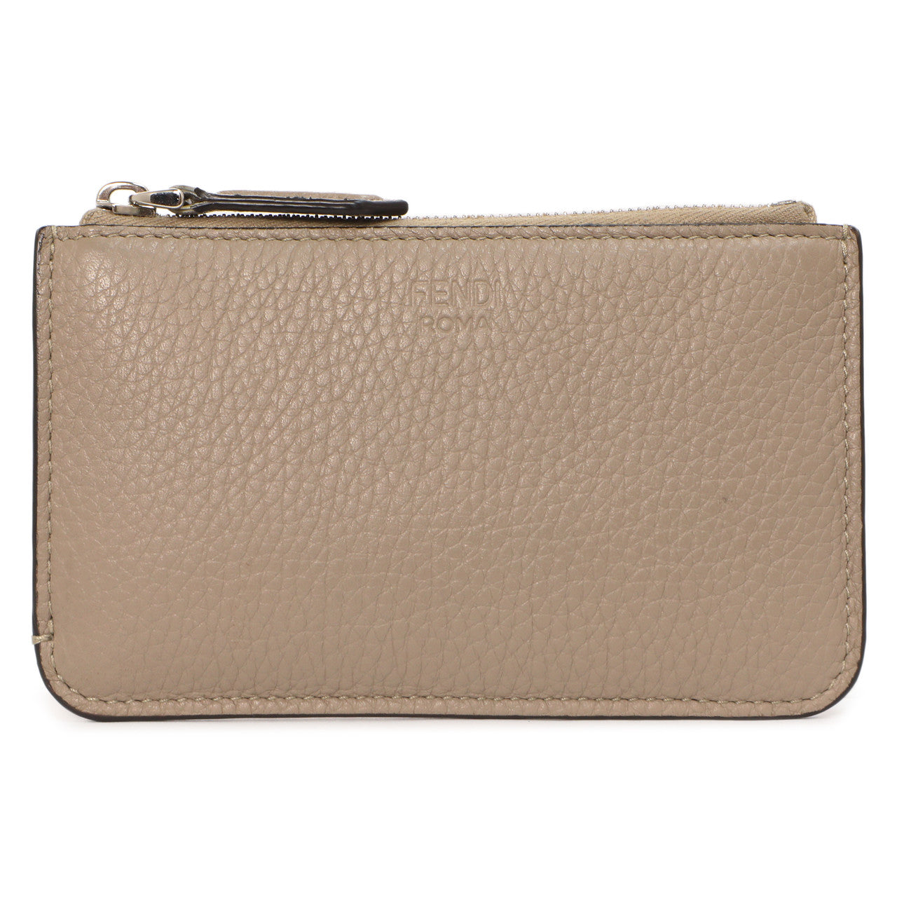 Exclusive Fendi Tortora Cuoio Romano Vitello Grace Key Case Pouch — Front View