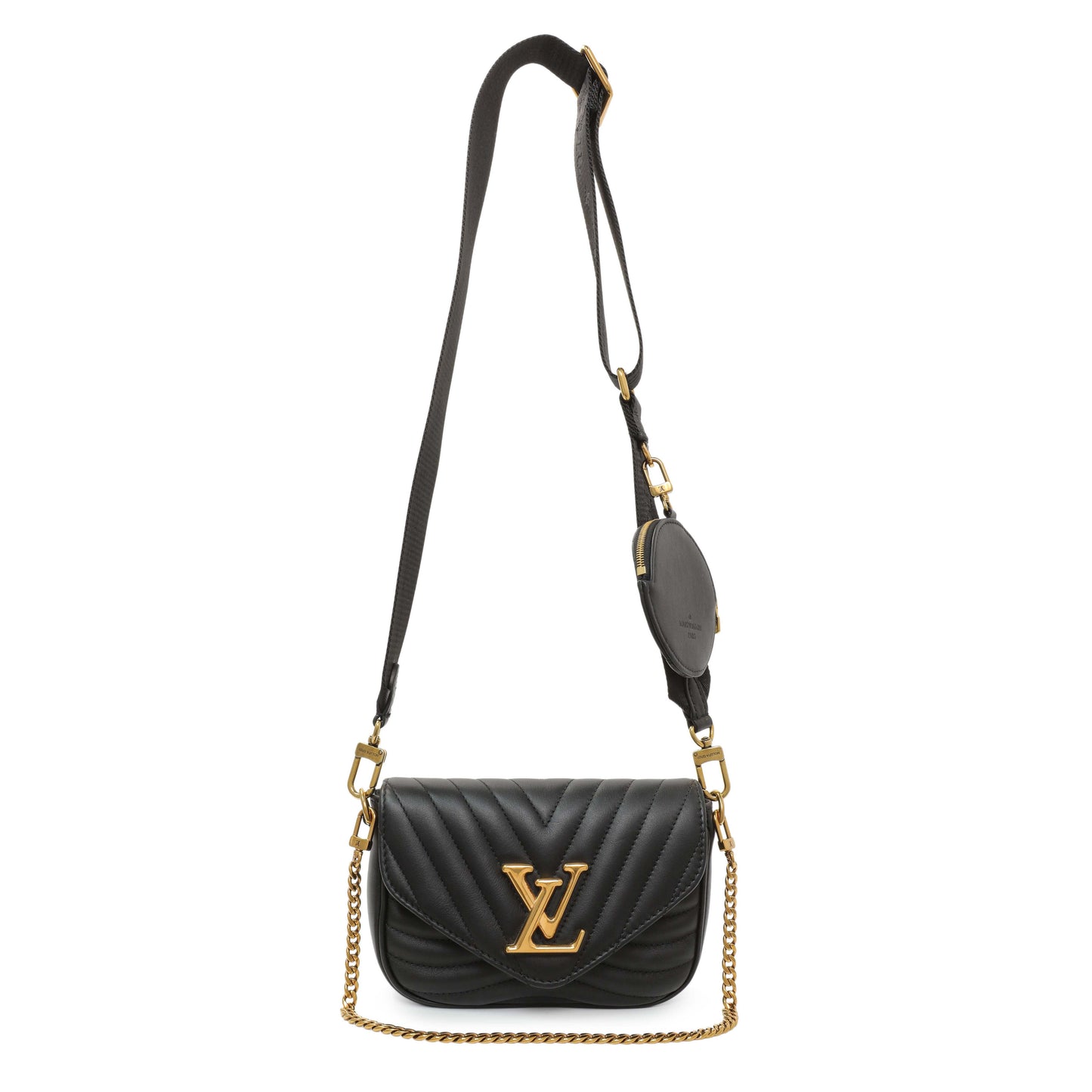 Exclusive Louis Vuitton Black Calfskin New Wave Multi Pochette — Front View