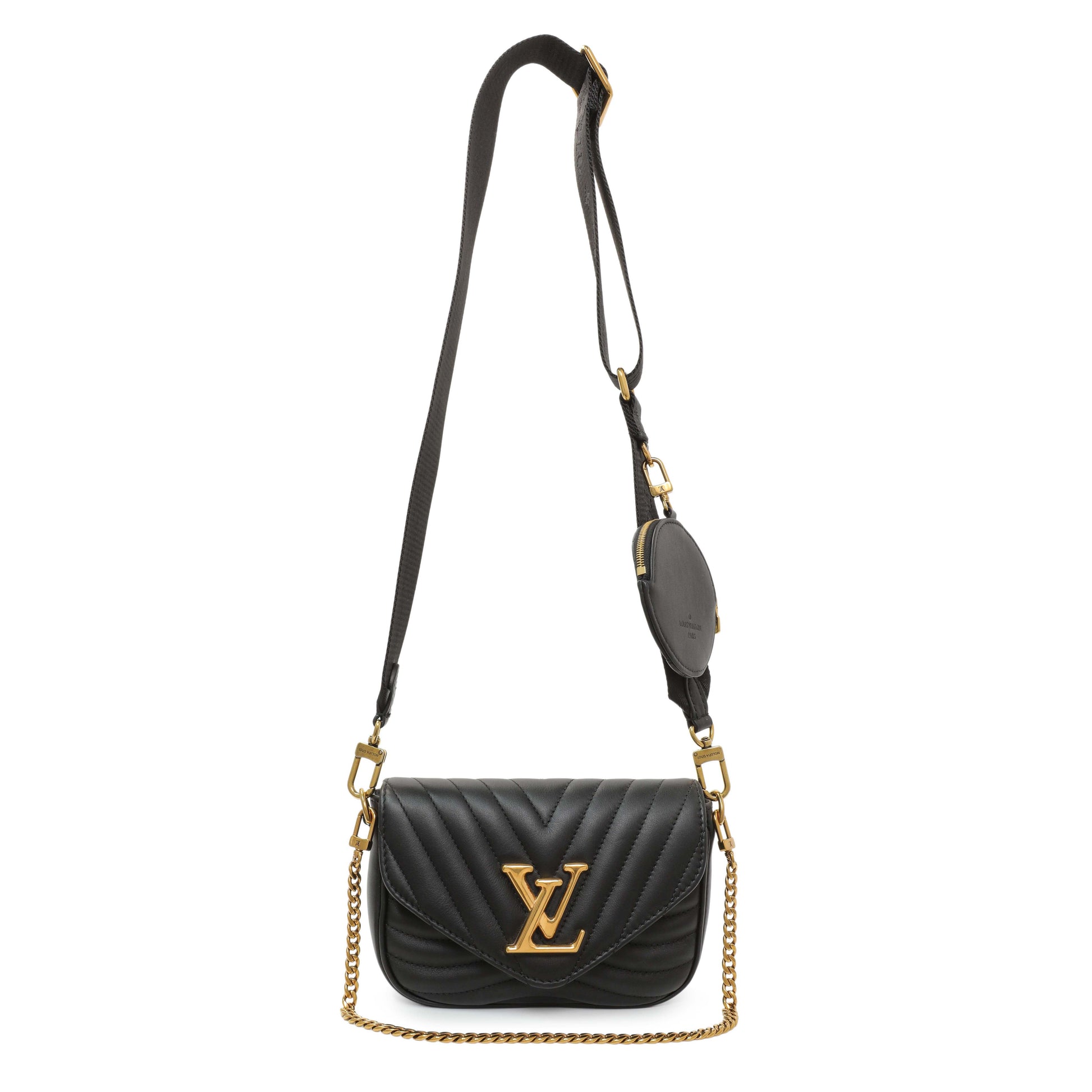 Exclusive Louis Vuitton Black Calfskin New Wave Multi Pochette — Front View