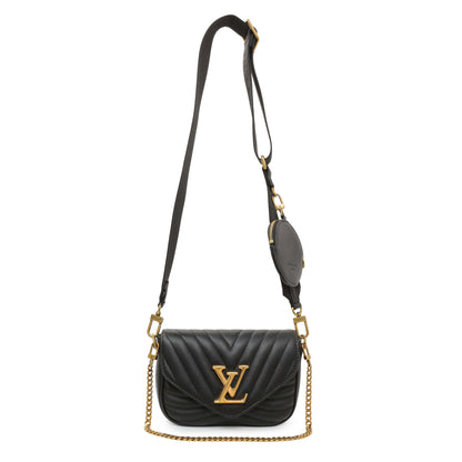 Exclusive Louis Vuitton Black Calfskin New Wave Multi Pochette — Front View