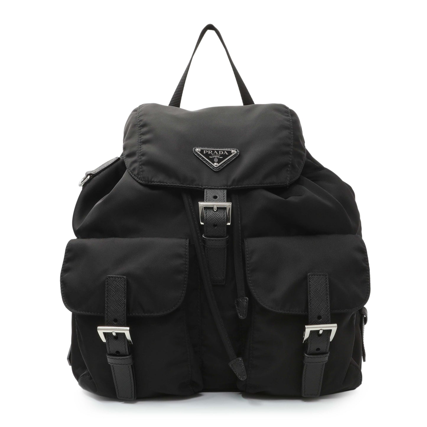 Exclusive Prada Black Tessuto Nylon Medium Backpack — Front View
