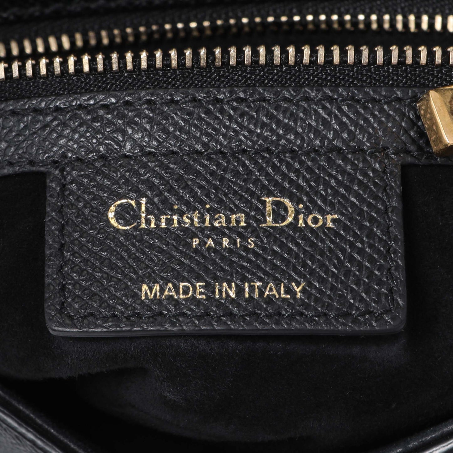 Exclusive Christian Dior Black Grained Calfskin Saddle Bag — Detail View