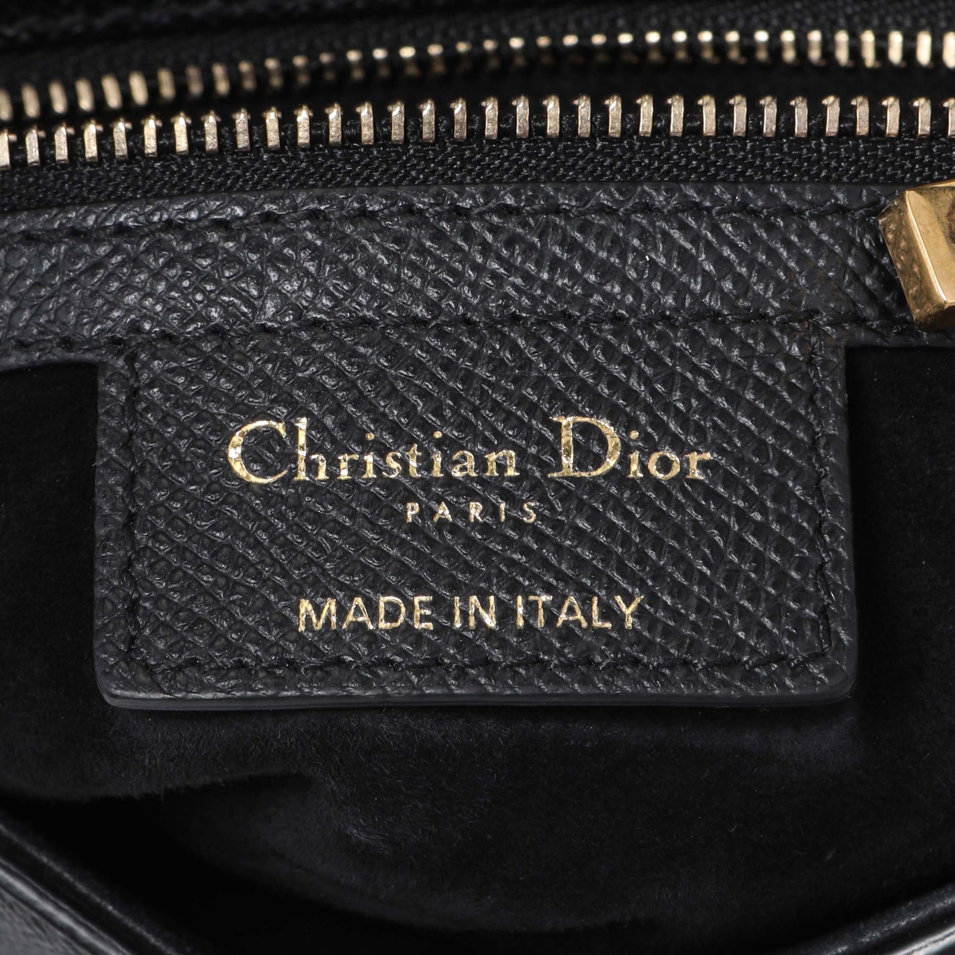 Exclusive Christian Dior Black Grained Calfskin Saddle Bag — Detail View