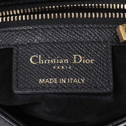 Exclusive Christian Dior Black Grained Calfskin Saddle Bag — Detail View