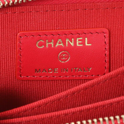 Exclusive Chanel Red Lambskin Coco Love Zip Coin Purse — Detail View