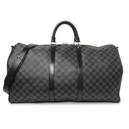 Exclusive Louis Vuitton Damier Graphite Keepall Bandouliere 55 — Front View