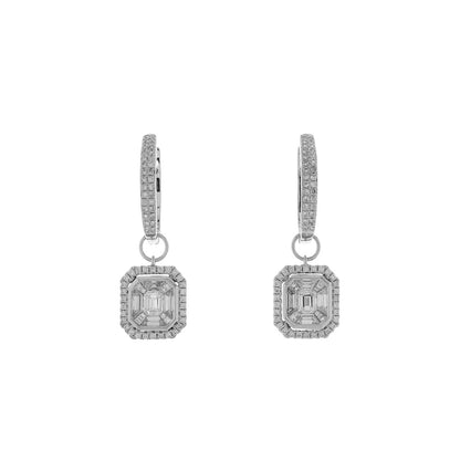 Exclusive 14K White Gold 2.00 Carat Diamond Drop Earrings — Front View