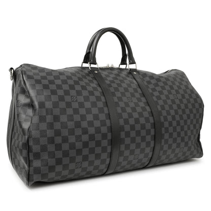 Exclusive Louis Vuitton Damier Graphite Keepall Bandouliere 55 — Side View