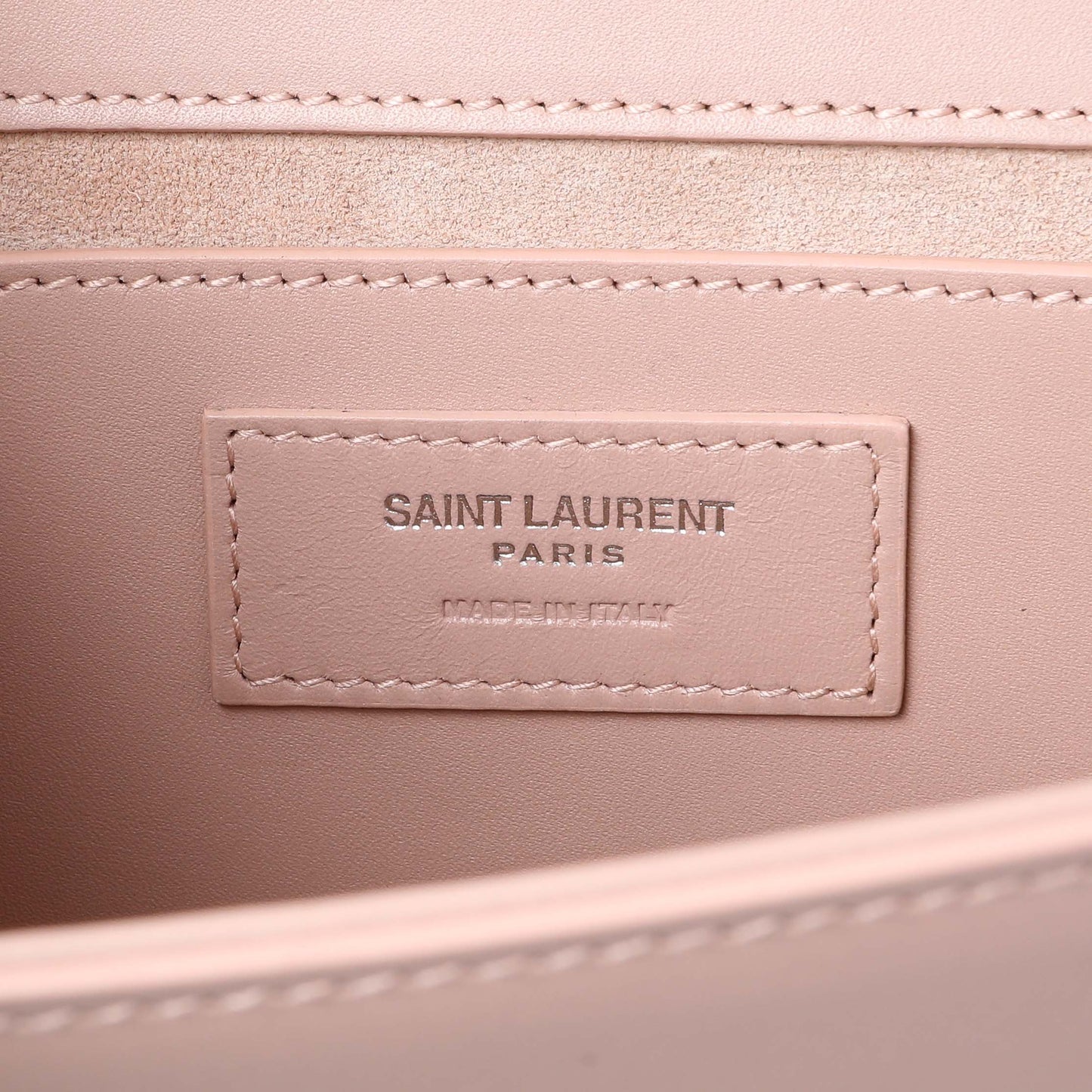 Exclusive Saint Laurent Pink Smooth Calfskin Medium Classic Monogram Kate Tassel Satchel — Detail View