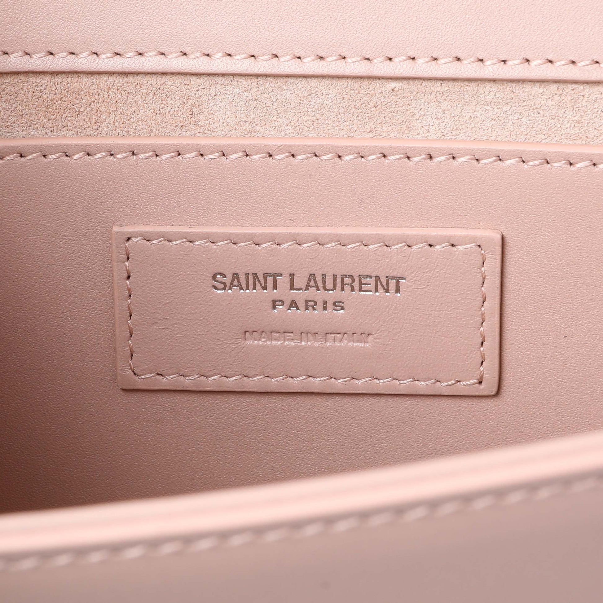 Exclusive Saint Laurent Pink Smooth Calfskin Medium Classic Monogram Kate Tassel Satchel — Detail View