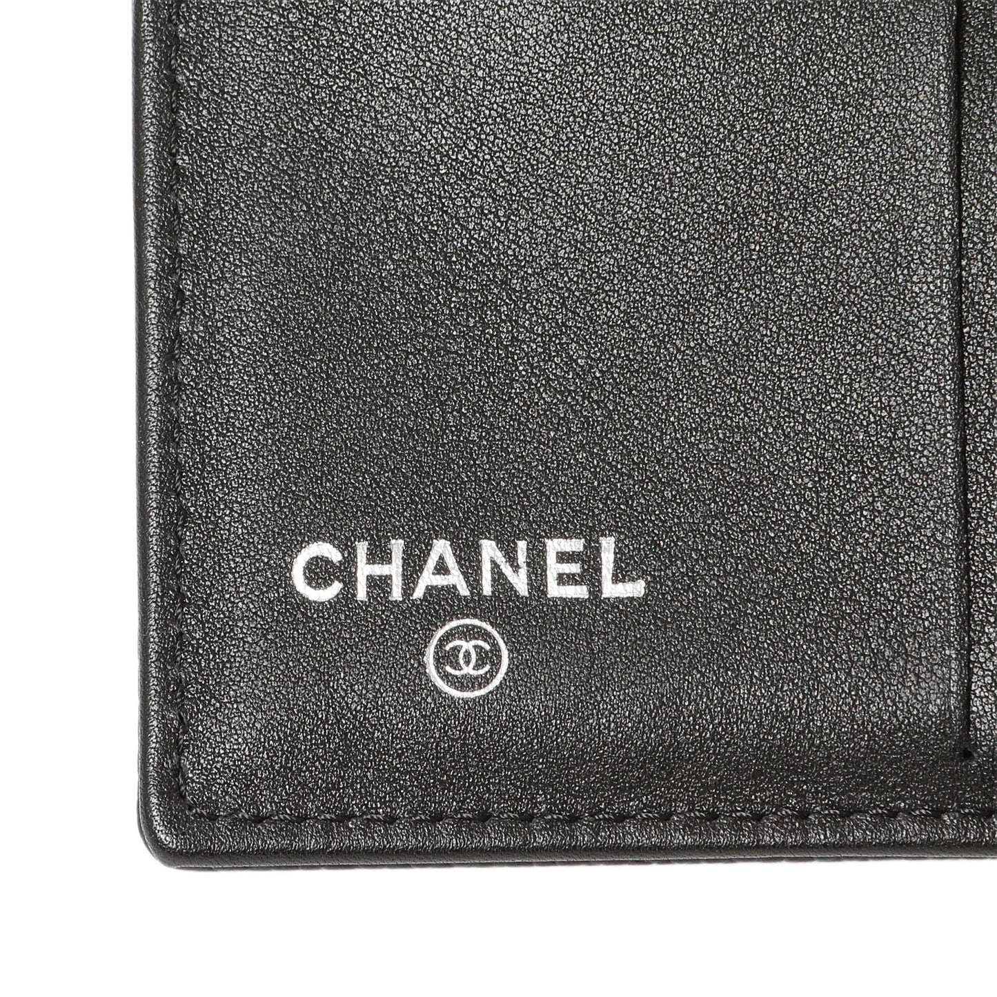 Exclusive Chanel Black Caviar Timeless Compact Wallet — Detail View