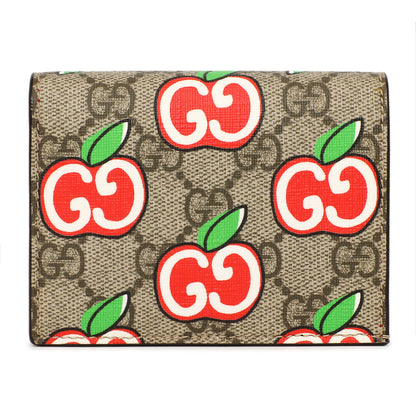 Exclusive Gucci GG Supreme Monogram Apple Card Case Wallet — Front View