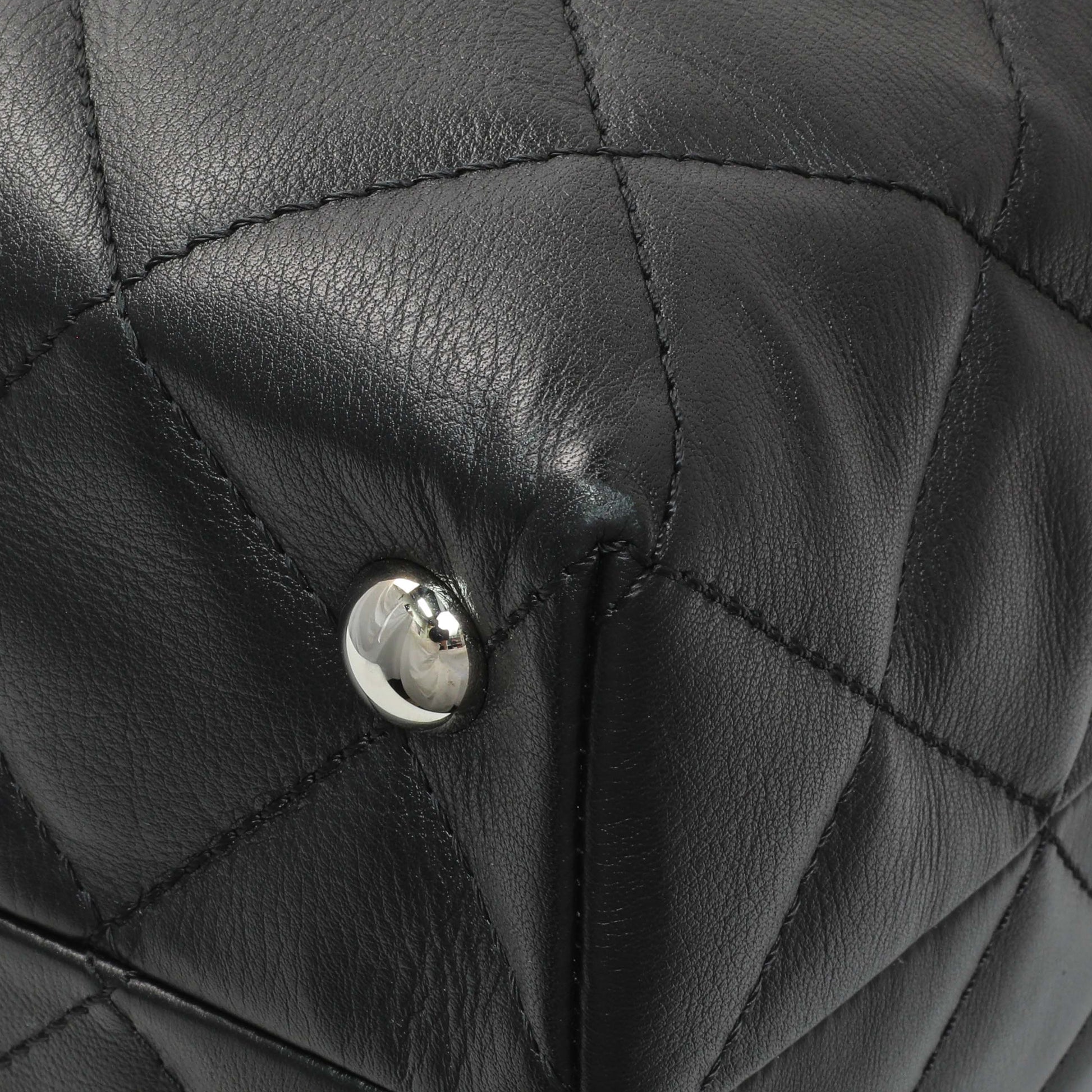 Exclusive Chanel Black Calfskin Quilted Large In the Business Tote — Detail View
