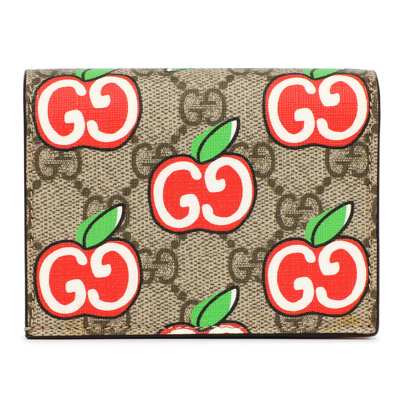 Exclusive Gucci GG Supreme Monogram Apple Card Case Wallet — Side View