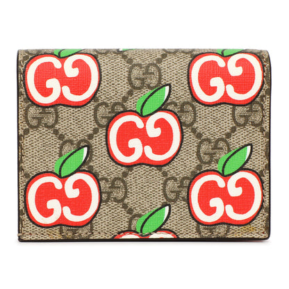 Exclusive Gucci GG Supreme Monogram Apple Card Case Wallet — Side View