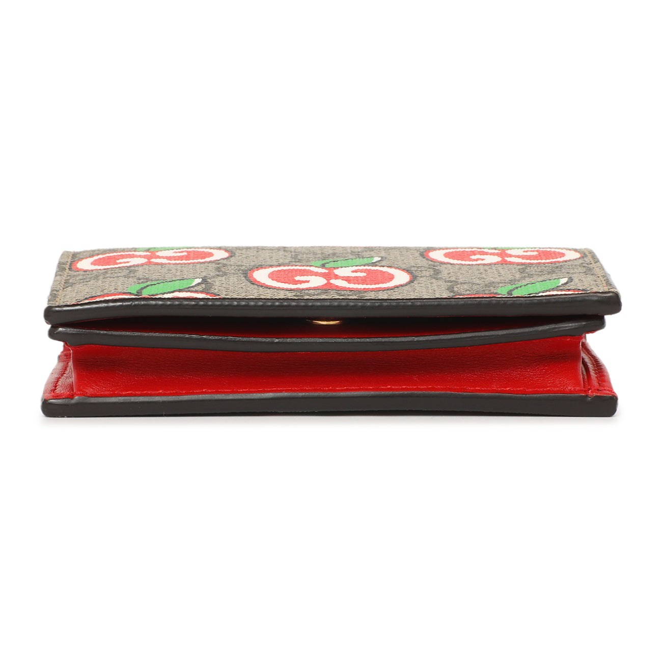 Exclusive Gucci GG Supreme Monogram Apple Card Case Wallet — Back View
