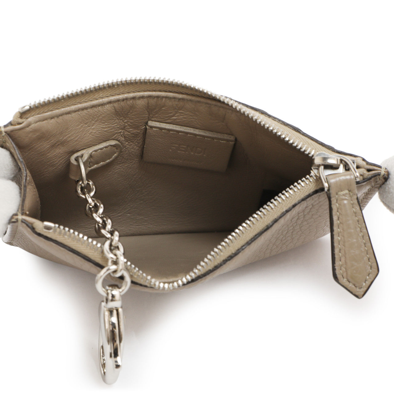 Exclusive Fendi Tortora Cuoio Romano Vitello Grace Key Case Pouch — Top View