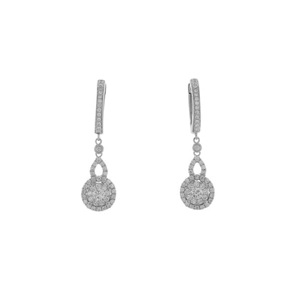 Exclusive 18k White Gold 1.00 Carat Diamond Drop Earrings — Front View