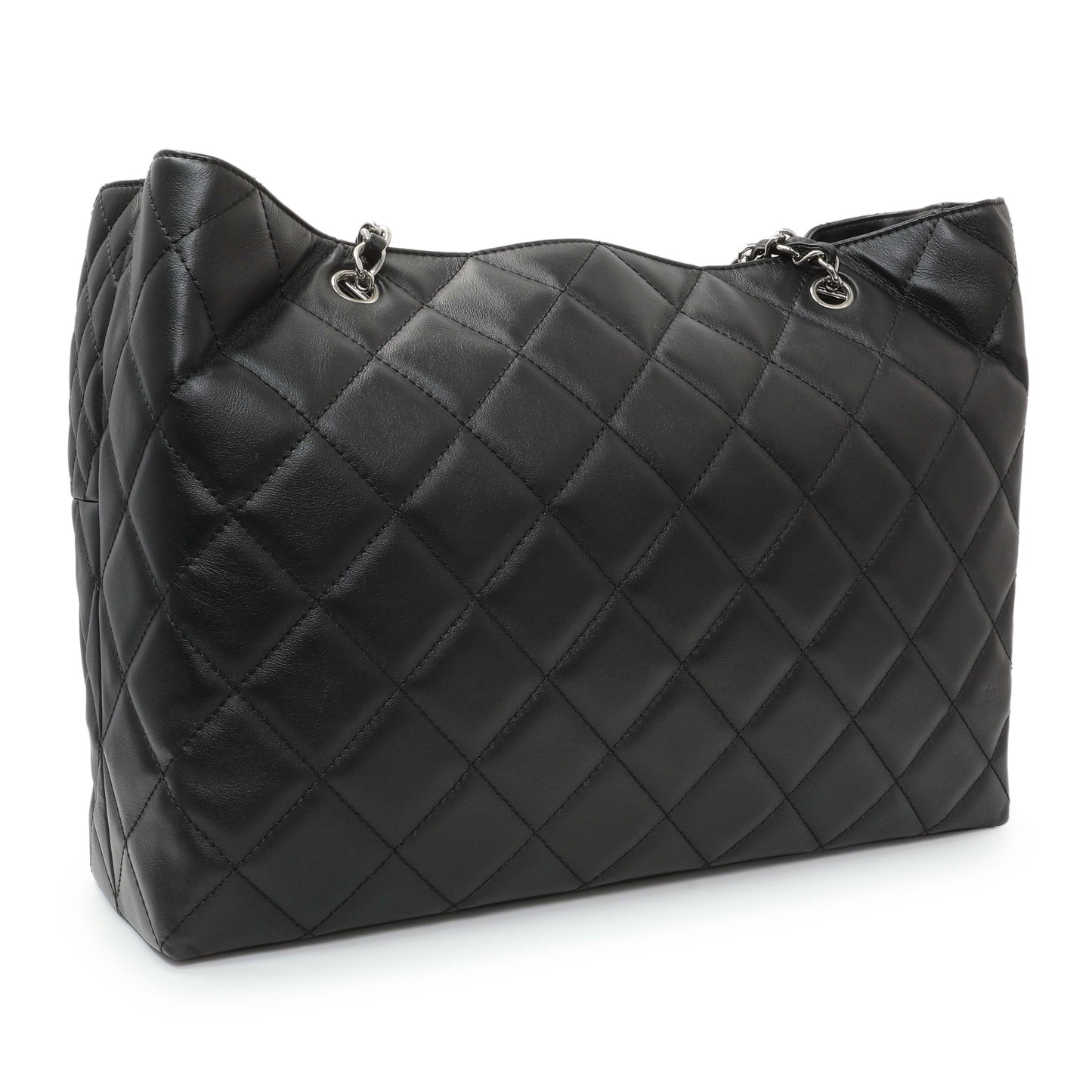 Exclusive Chanel Black Calfskin Quilted Large In the Business Tote — Side View