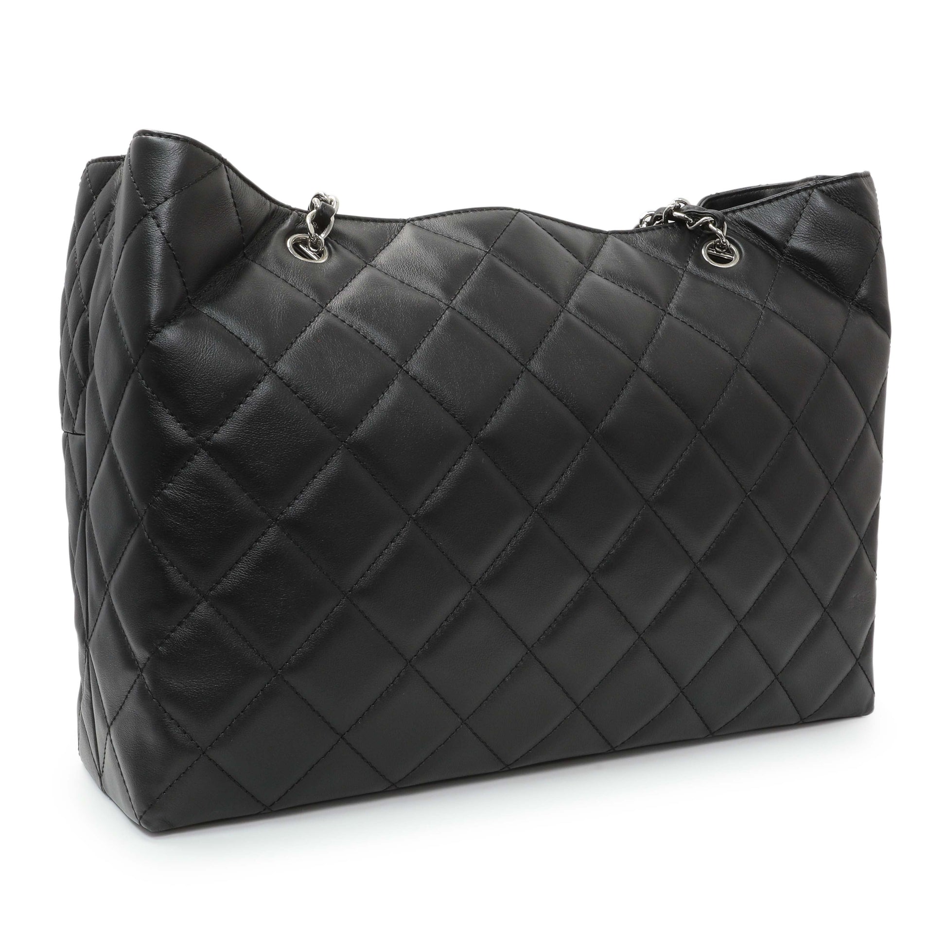 Exclusive Chanel Black Calfskin Quilted Large In the Business Tote — Side View