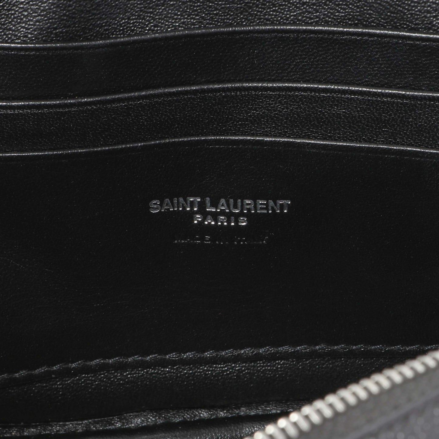 Exclusive Saint Laurent Grey Grain De Poudre Matelasse Monogram Mini Lou Camera Bag — Detail View