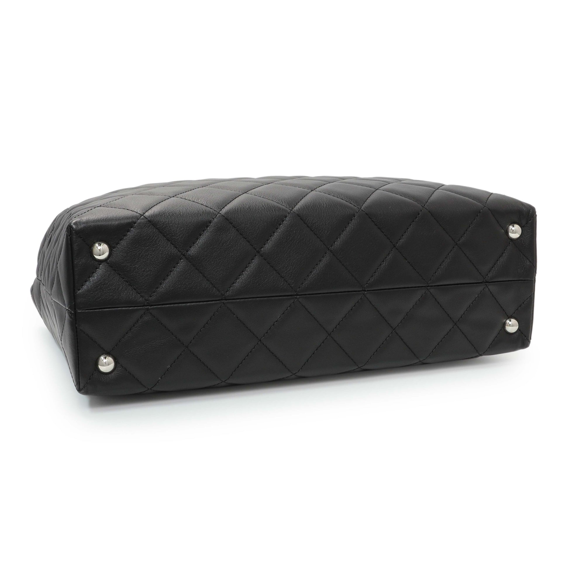 Exclusive Chanel Black Calfskin Quilted Large In the Business Tote — Back View