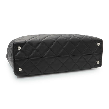 Exclusive Chanel Black Calfskin Quilted Large In the Business Tote — Back View