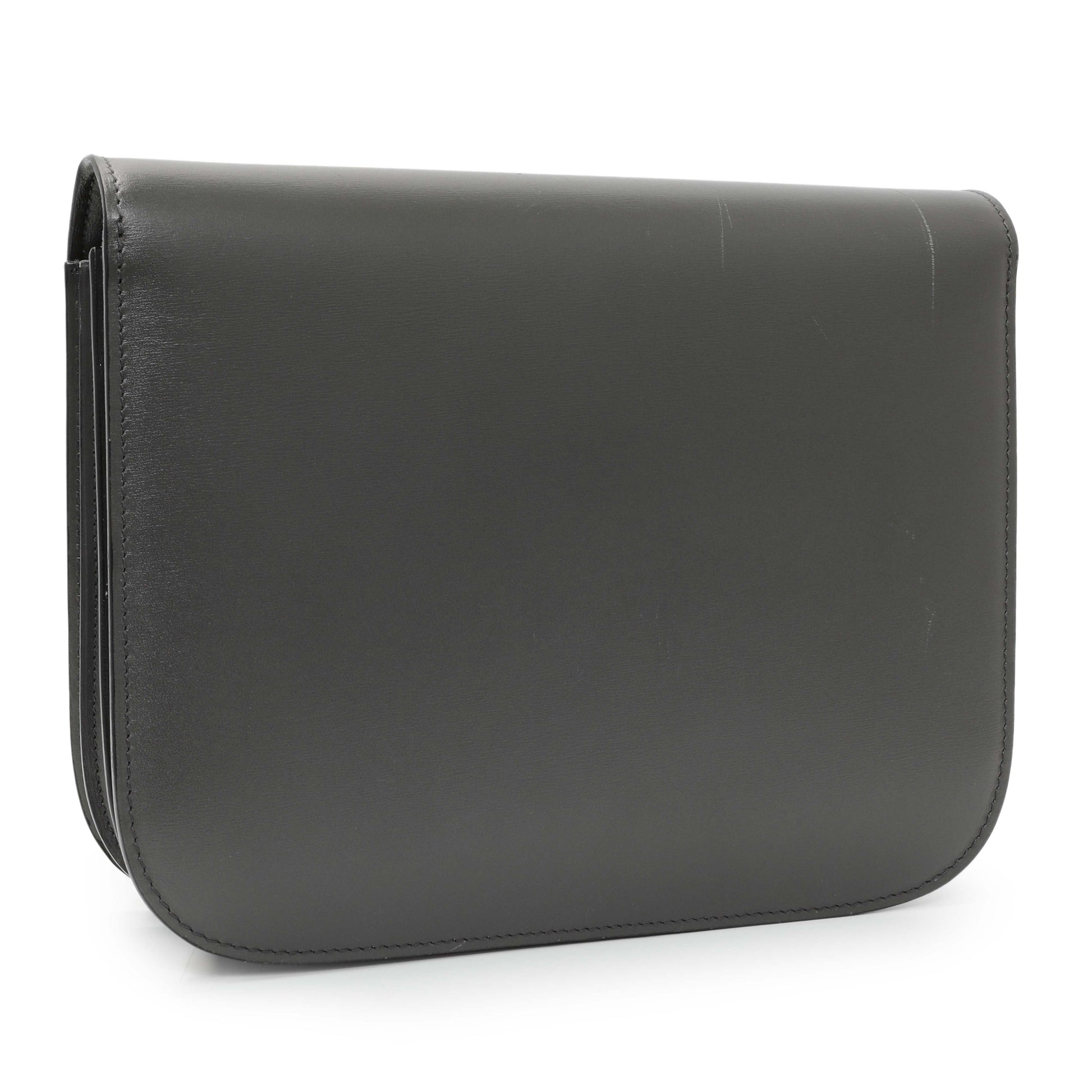 Exclusive Celine Grey Smooth Calfskin Medium Classic Box Flap — Side View