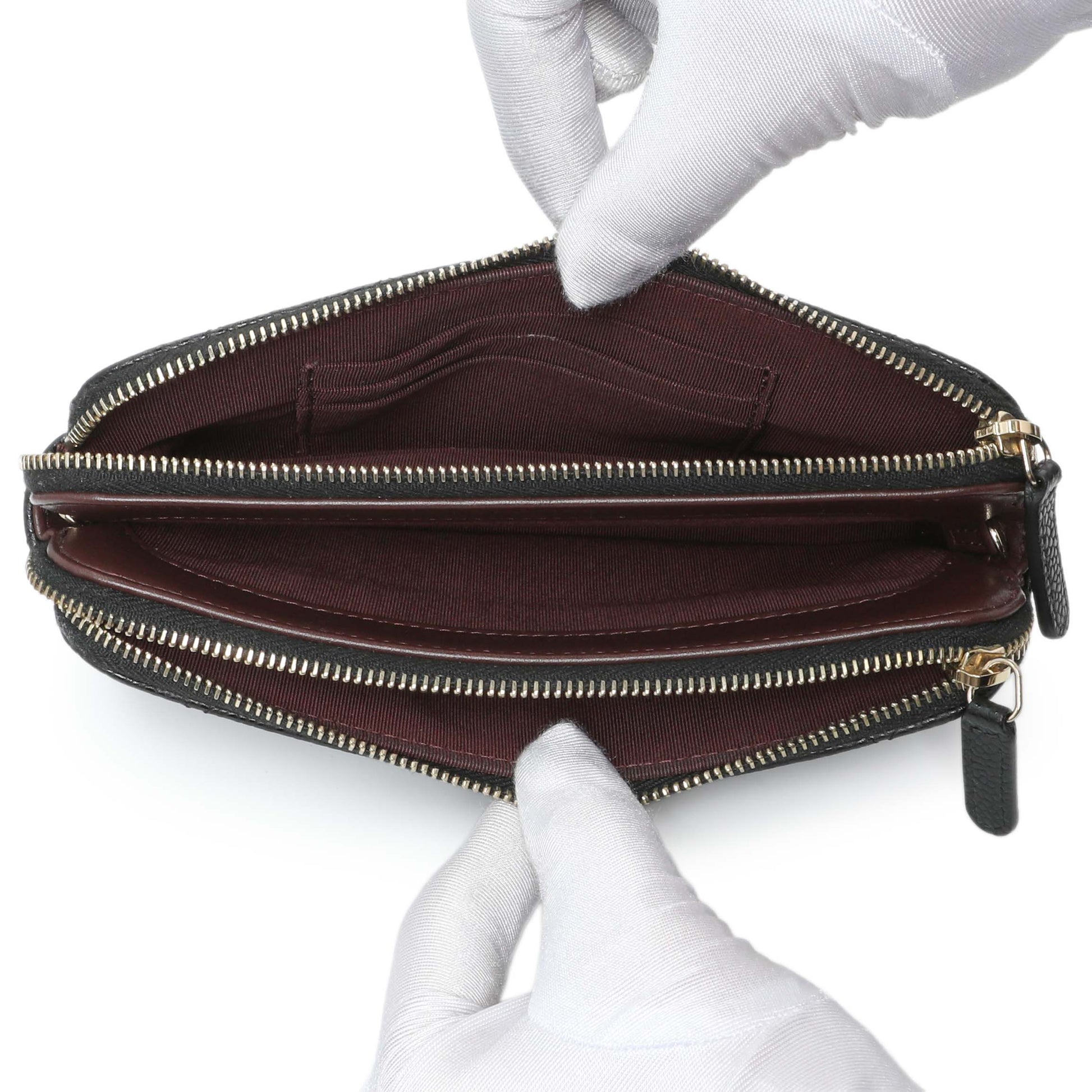 Exclusive Chanel Black Caviar Quilted Small Clutch With Chain — Top View
