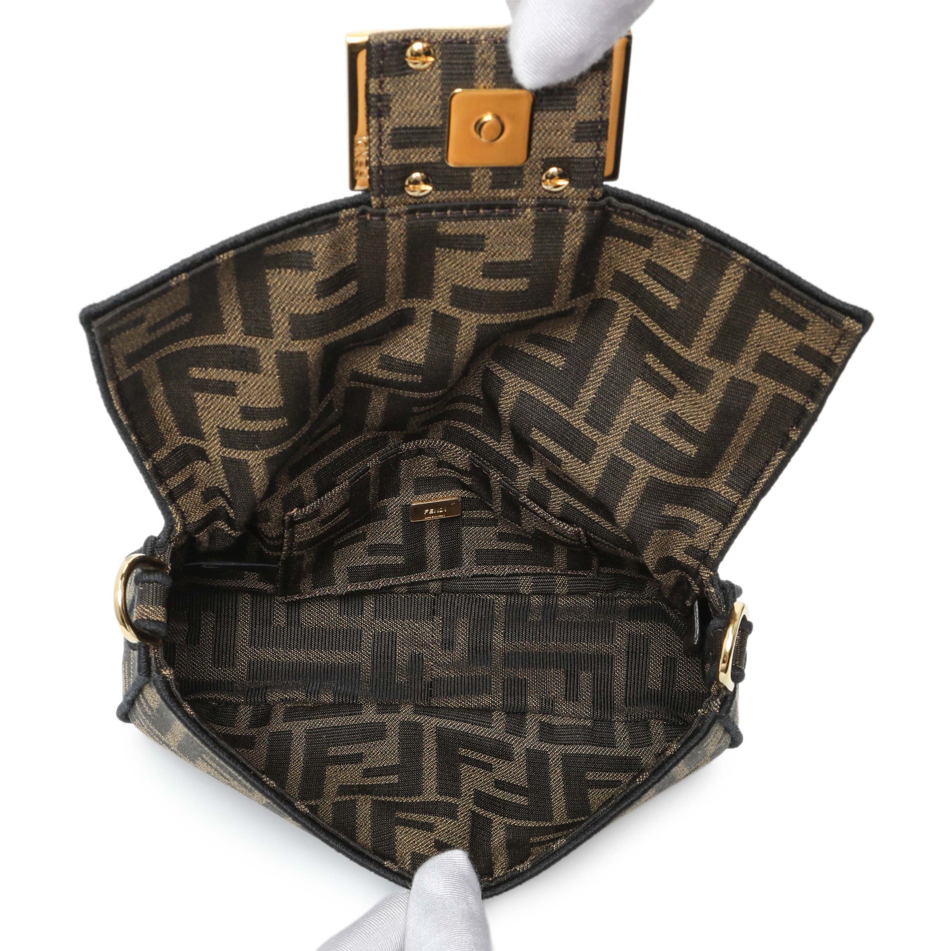 Exclusive Fendi Fabric Jacquard FF 1974 Mini Baguette — Top View