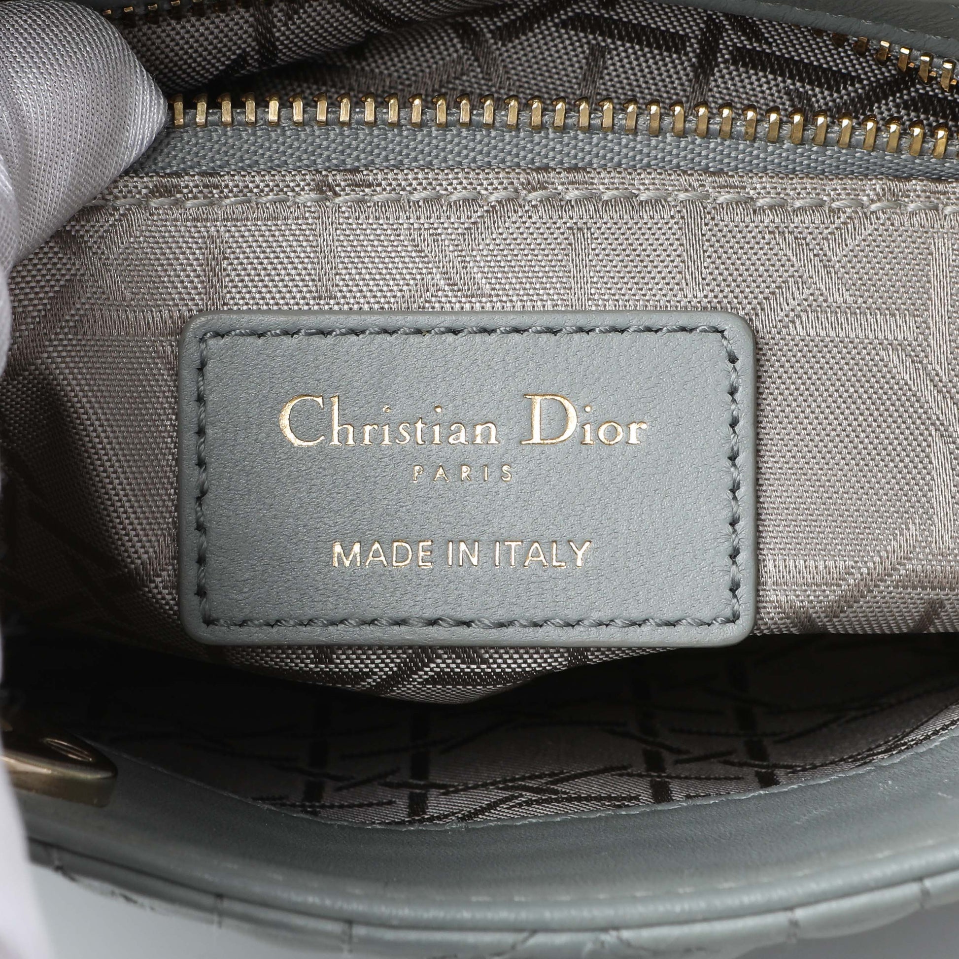 Exclusive Christian Dior Grey Lambskin Cannage Mini Lady Dior — Alternate View 9