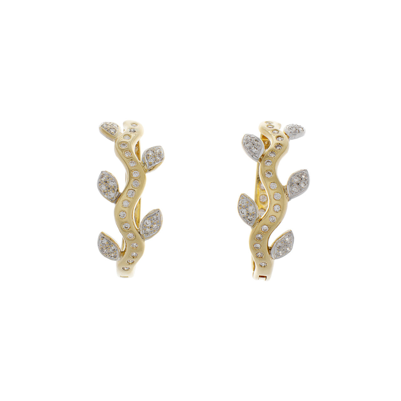 Exclusive 18K Yellow Gold 0.50 Carat Diamond Hoop Earrings — Front View